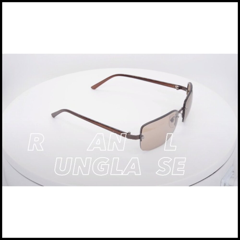 Minimalist Semi-Rimless Rectangular Sunglasses Po… - image 7